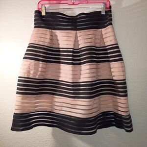 Elegant Black Pink Cream Striped Skirt sz Large
